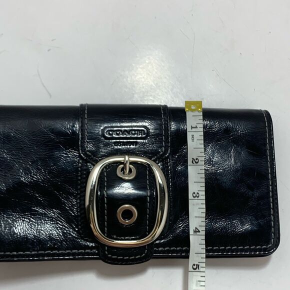 Coach Soho Black Leather Silver Buckle Multicompartment Wallet Womens - Picture 13 of 14